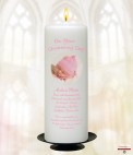 Mother and Child Photo Pink Christening Candle (White/Ivory)