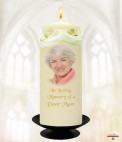White Flowers Gold Wedding Remembrance Candle