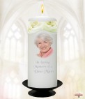 White Flowers Gold Wedding Remembrance Candle