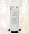 White Flowers Gold Wedding Remembrance Candle