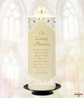 White Flowers Gold Wedding Remembrance Candle