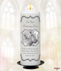 Mother and Child Photo Pink Christening Candle (White/Ivory)