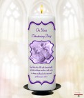 Mother and Child Photo Pink Christening Candle (White/Ivory)