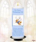 Mother and Child Photo Pink Christening Candle (White/Ivory)