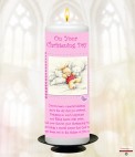 Mother and Child Photo Pink Christening Candle (White/Ivory)