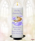 Mother and Child Photo Pink Christening Candle (White/Ivory)