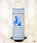 Mother and Child Photo Pink Christening Candle (White/Ivory)