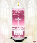 Mother and Child Photo Pink Christening Candle (White/Ivory)