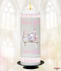 Teddy & Toy Shelf Girl Photo Candle (White)