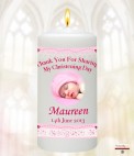 Pink Ribbon Photo Christening Favour (White)