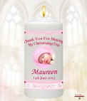 Pink Ribbon Photo Christening Favour (White)