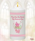 Pink Ribbon Photo Christening Favour (White)