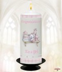 Teddy & Toy Shelf Girl Photo Candle (White)