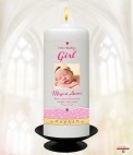 Teddy & Toy Shelf Girl Photo Candle (White)