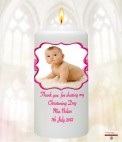 Pink Ribbon Photo Christening Favour (White)