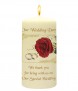 Red Roses & Gold Rings Wedding Candles (Ivory) - Click to Zoom