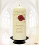 Red Roses & Gold Rings Wedding Candles (Ivory) - Click to Zoom