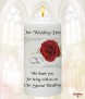 Red Roses & Silver Rings Wedding Candles (White) - Click to Zoom