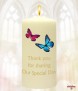 Pink & Blue Butterflies Gold Wedding Candles (Ivory) - Click to Zoom