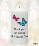 Pink & Blue Butterflies Silver Wedding Candles (White) - Click to Zoom