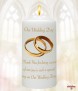 Memories Collage Gold Rings Wedding Candles (White) - Click to Zoom