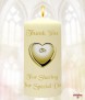 Heart & Rings Silver Wedding Candles (White) - Click to Zoom