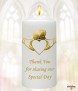 Claddagh Heart Gold Wedding Candles (White) - Click to Zoom