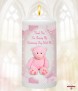 Dots & Ribbons Pink Teddy Christening Favour (White) - Click to Zoom