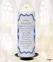 Scroll Blue Christening Candle (White/Ivory) - Click to Zoom