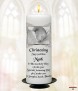 Christening Hands Black Photo Christening Candle (White/Ivory) - Click to Zoom