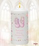 Booties Stars and Hearts Pink Christening Candle (White/Ivory) - Click to Zoom