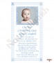 Gingham Feet Blue Photo Christening Candle (White/Ivory) - Click to Zoom