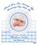 Booties Lace and Gingham Blue Photo Christening Candle (White/Ivory) - Click to Zoom