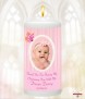 Butterfly and Photo Pink Christening Candle (White/Ivory) - Click to Zoom