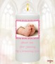 Elegant Frame and Feet Pink Christening Candle (White/Ivory) - Click to Zoom