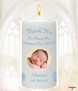 Flying Dove & Photo Blue Christening Candle - Click to Zoom