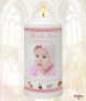 Girl Jungle and Photo Christening Candle (White/Ivory) - Click to Zoom