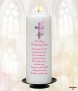 Cross & Fish Photo Pink Christening Candle - Click to Zoom