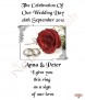 Red Roses & Silver Rings Wedding Candles (White) - Click to Zoom