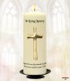 Gold Cross Memorial Candle (white/ivory) - Click to Zoom