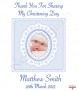 Lace and Feet Blue Photo Christening Candle (White/Ivory) - Click to Zoom