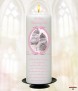 Vintage Pink Frame Shoes Christening Candle (White/Ivory) - Click to Zoom