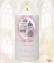 Vintage Pink Frame Shoes Christening Candle (White/Ivory) - Click to Zoom