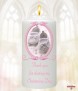 Vintage Pink Frame Shoes Christening Candle (White/Ivory) - Click to Zoom