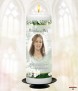 White Flowers and Photo Memorial Candle (white/ivory) - Click to Zoom