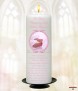 Vintage Pink Frame Feet Christening Candle (White/Ivory) - Click to Zoom