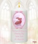 Vintage Pink Frame Feet Christening Candle (White/Ivory) - Click to Zoom