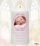 Vintage Pink Frame and Photo Christening Candle (White/Ivory) - Click to Zoom