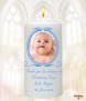 Vintage Blue Frame and Photo Christening Candle (White/Ivory) - Click to Zoom