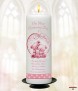 Teddy and Bubbles Pink Christening Candle (White/Ivory) - Click to Zoom